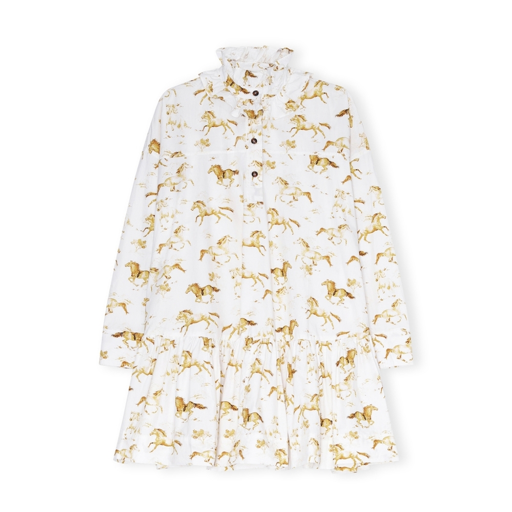Ganni White and Gold Mini Dress